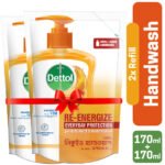 Dettol Handwash Re-Energize Refill Double Pack (170ml x 2) Liquid Soap Combo