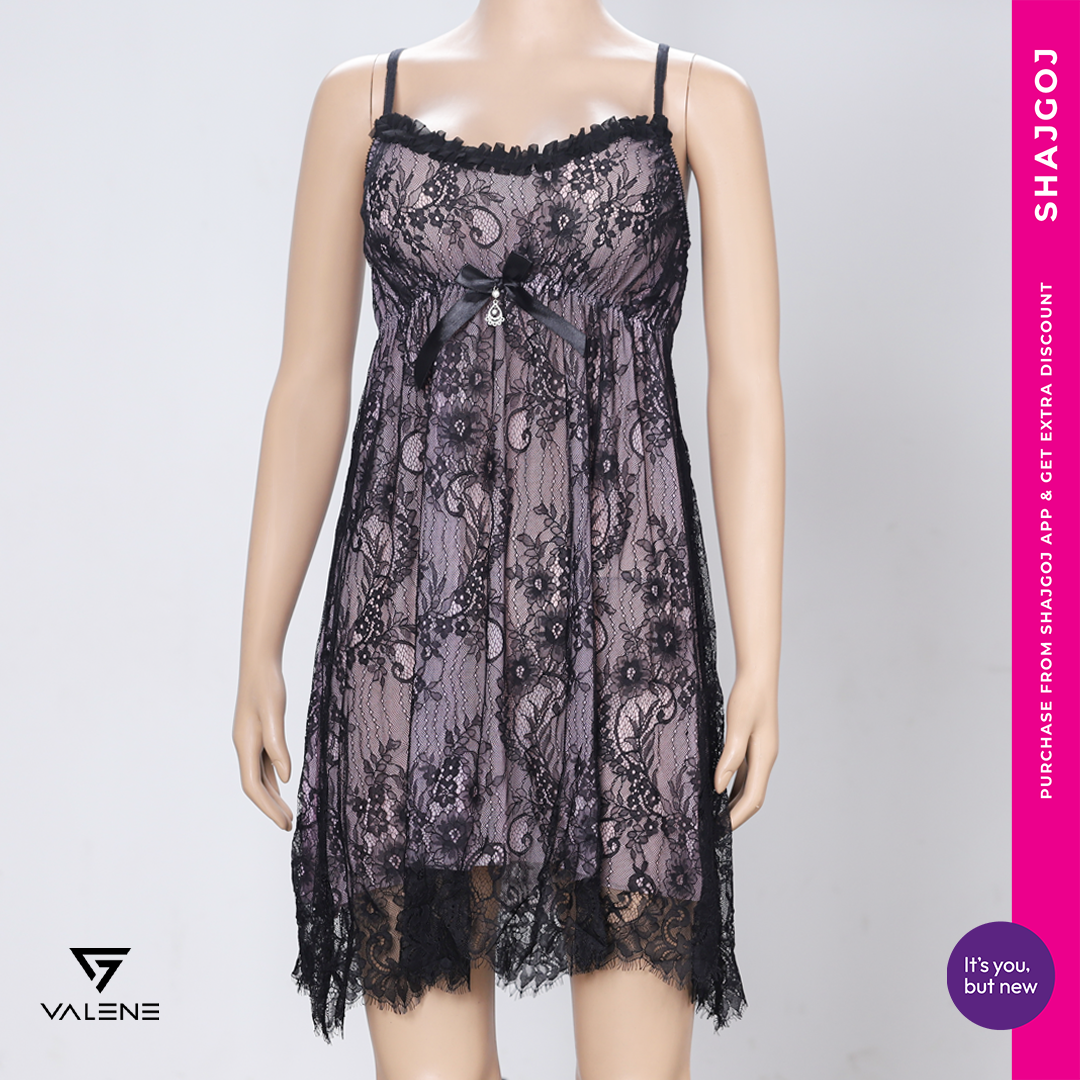 Valene-Sensual-Nightwear-Set-Black-amp-Light-Pink-1 Valene Sensual Nightwear Set - Black & Light Pink - Image 1